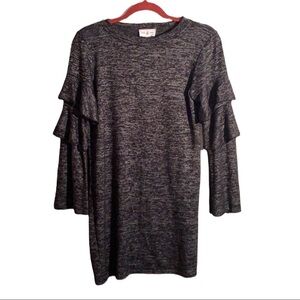 THYME & HONEY Soft Flowy Jersey Witchcore Dress with Layered Bell Sleeves XS